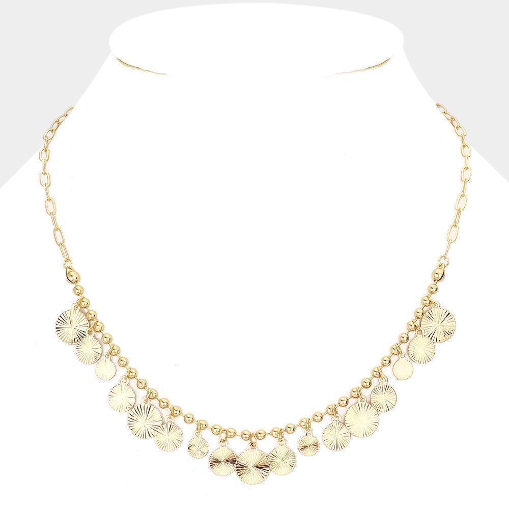 Gold Textured Metal Disc Link Necklace - Jewelry Store by Erik Rayo