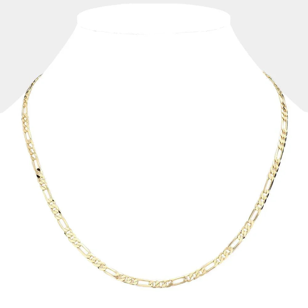 Gold Gold Plated 20 Inch 4mm Figaro Metal Chain Necklace - Jewelry Store by Erik Rayo