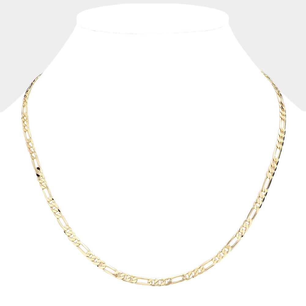 Gold Gold Plated 20 Inch 4mm Figaro Metal Chain Necklace