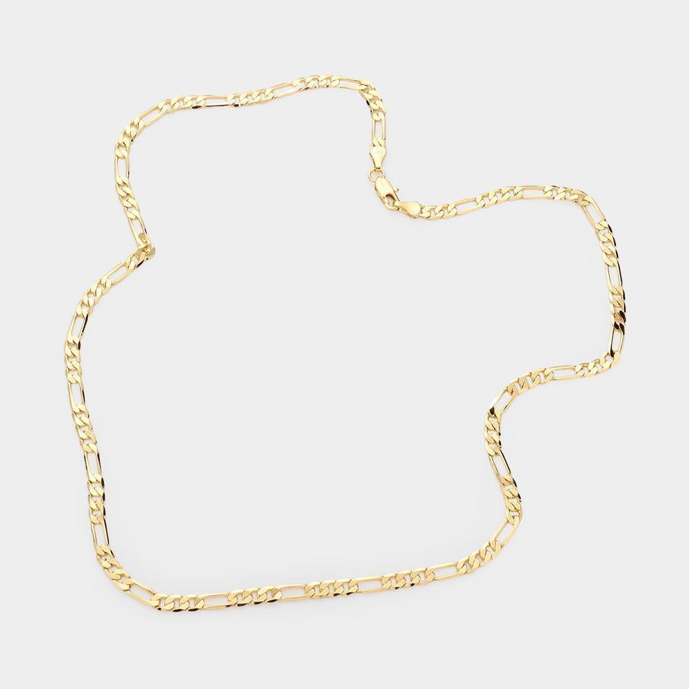 Gold Gold Plated 20 Inch 4mm Figaro Metal Chain Necklace - Jewelry Store by Erik Rayo