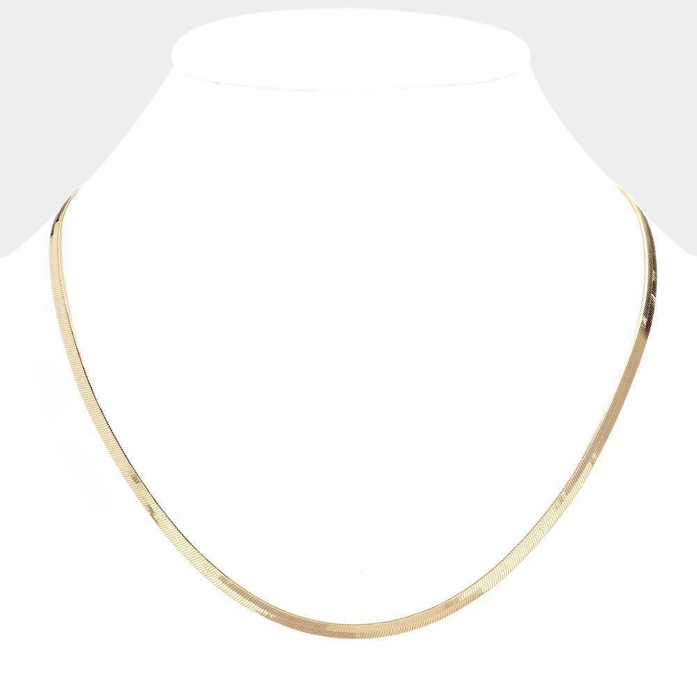 Gold Gold Plated 20 Inch 4mm Herringbone Metal Chain Necklace - Jewelry Store by Erik Rayo