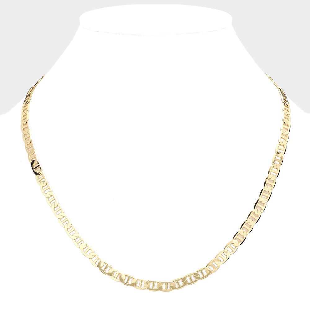 Gold Gold Plated 20 Inch 4mm Mariner Metal Chain Necklace