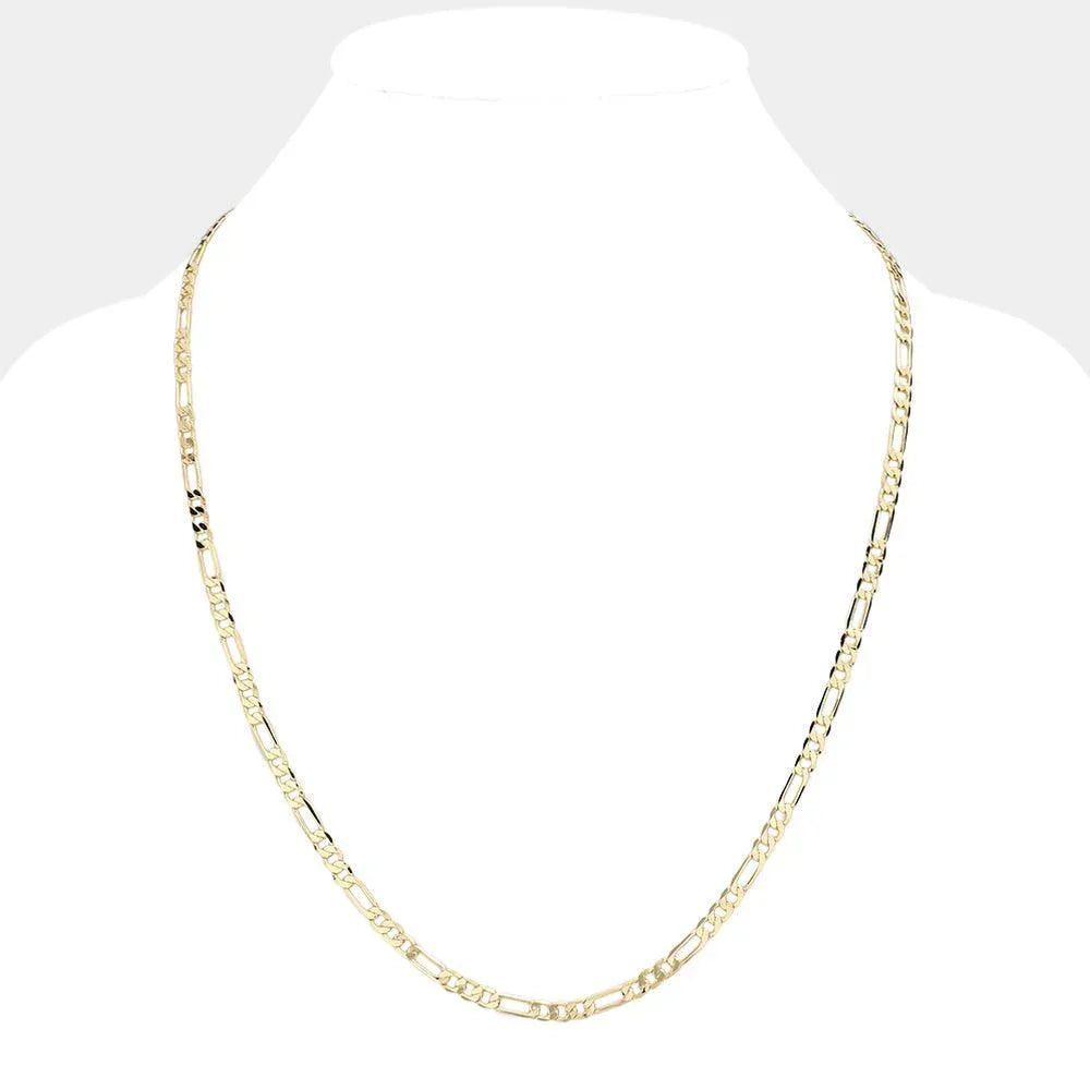 Gold Gold Plated 24 Inch 4mm Figaro Metal Chain Necklace - Jewelry Store by Erik Rayo