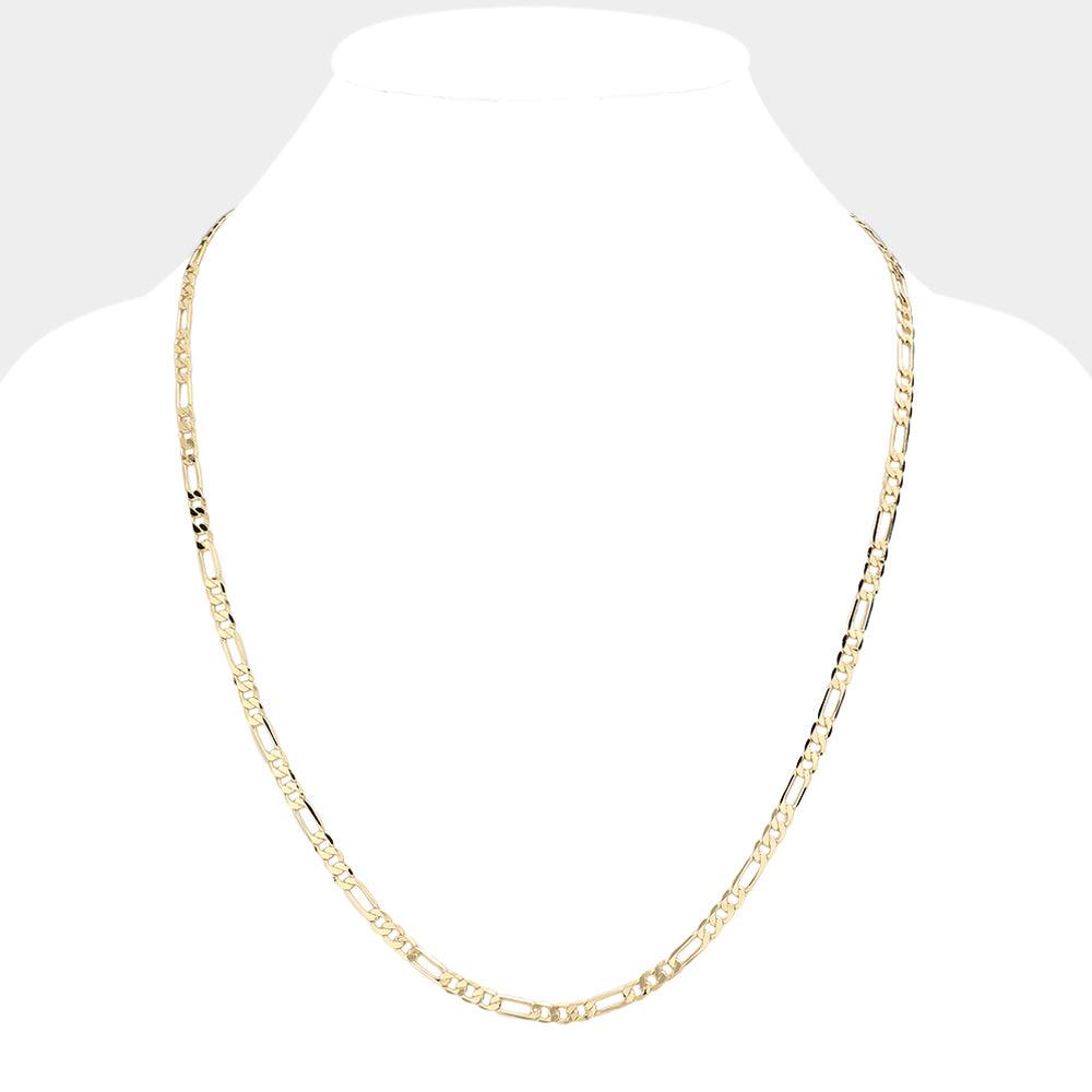 Gold Gold Plated 24 Inch 4mm Figaro Metal Chain Necklace