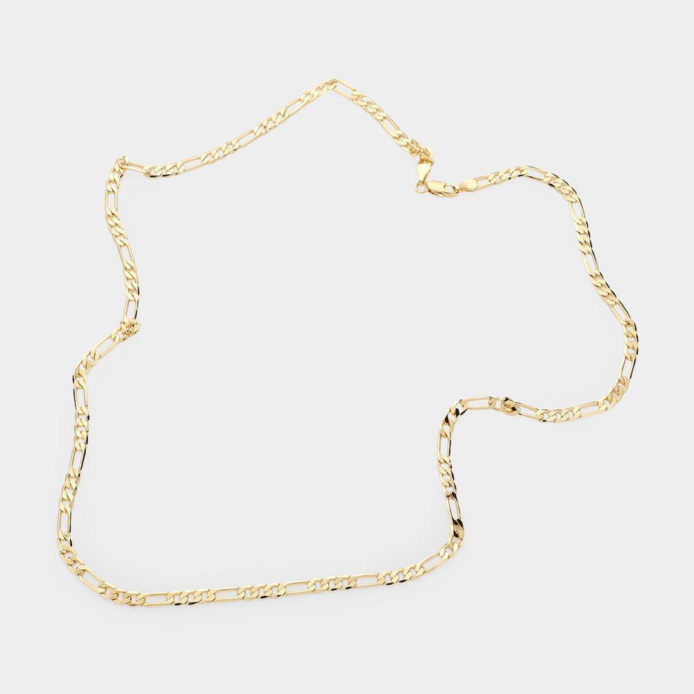 Gold Gold Plated 24 Inch 4mm Figaro Metal Chain Necklace - Jewelry Store by Erik Rayo