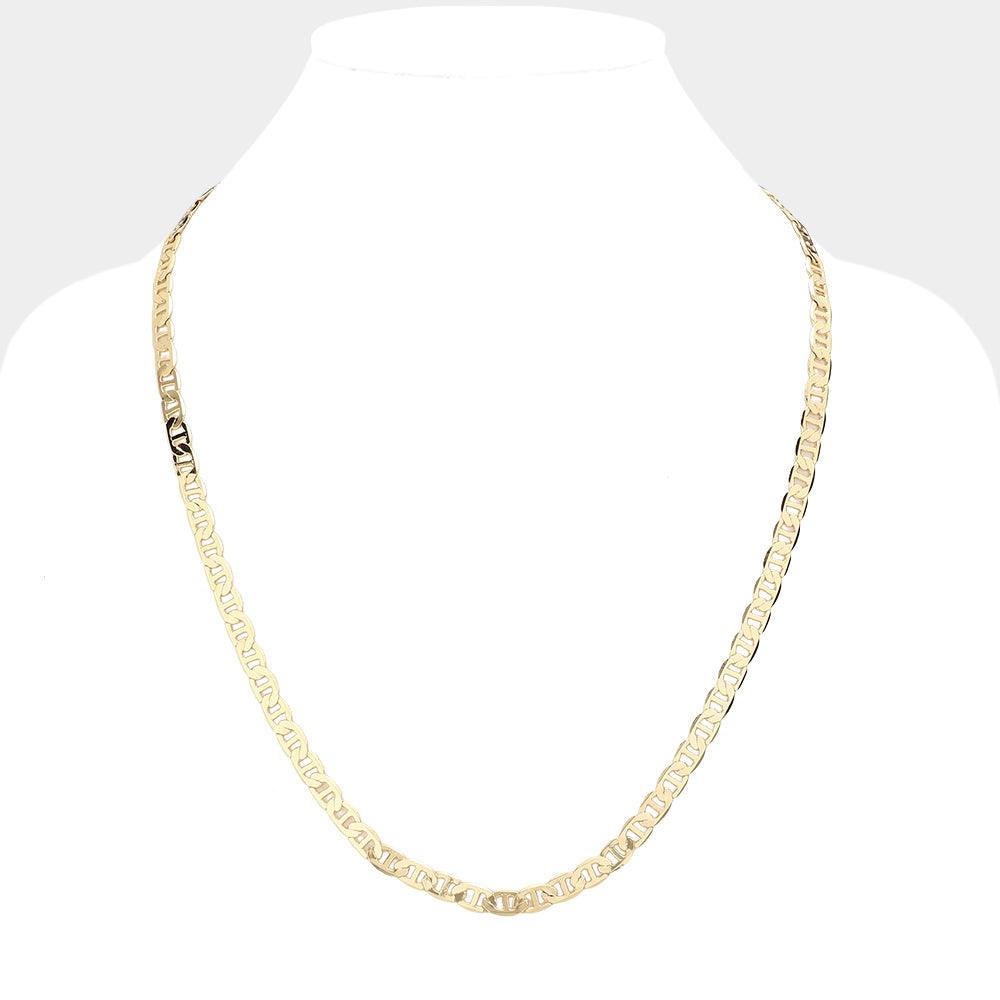 Gold Gold Plated 24 Inch 4mm Mariner Metal Chain Necklace