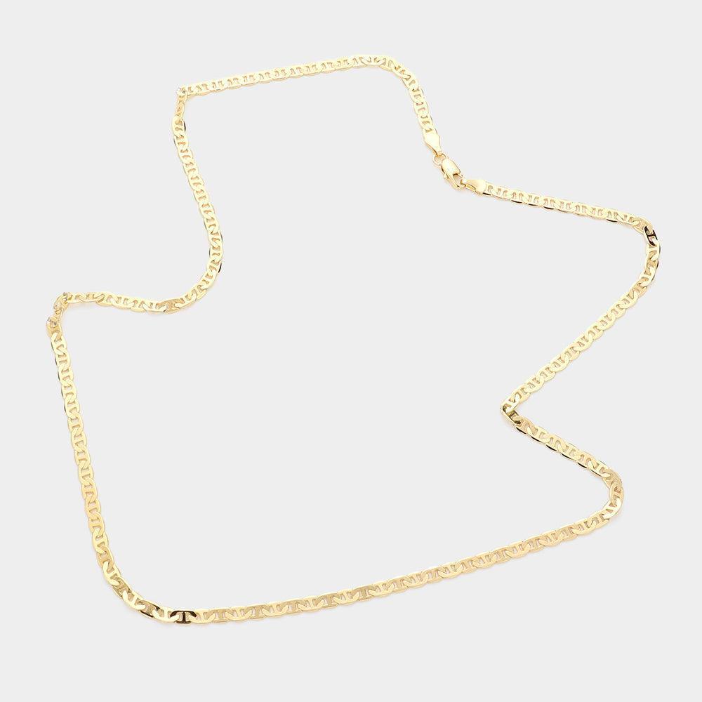 Gold Gold Plated 24 Inch 4mm Mariner Metal Chain Necklace - Jewelry Store by Erik Rayo
