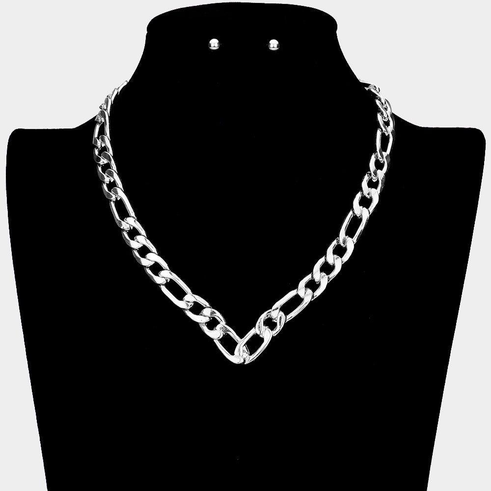 Chevron Metal Chain Link Necklace