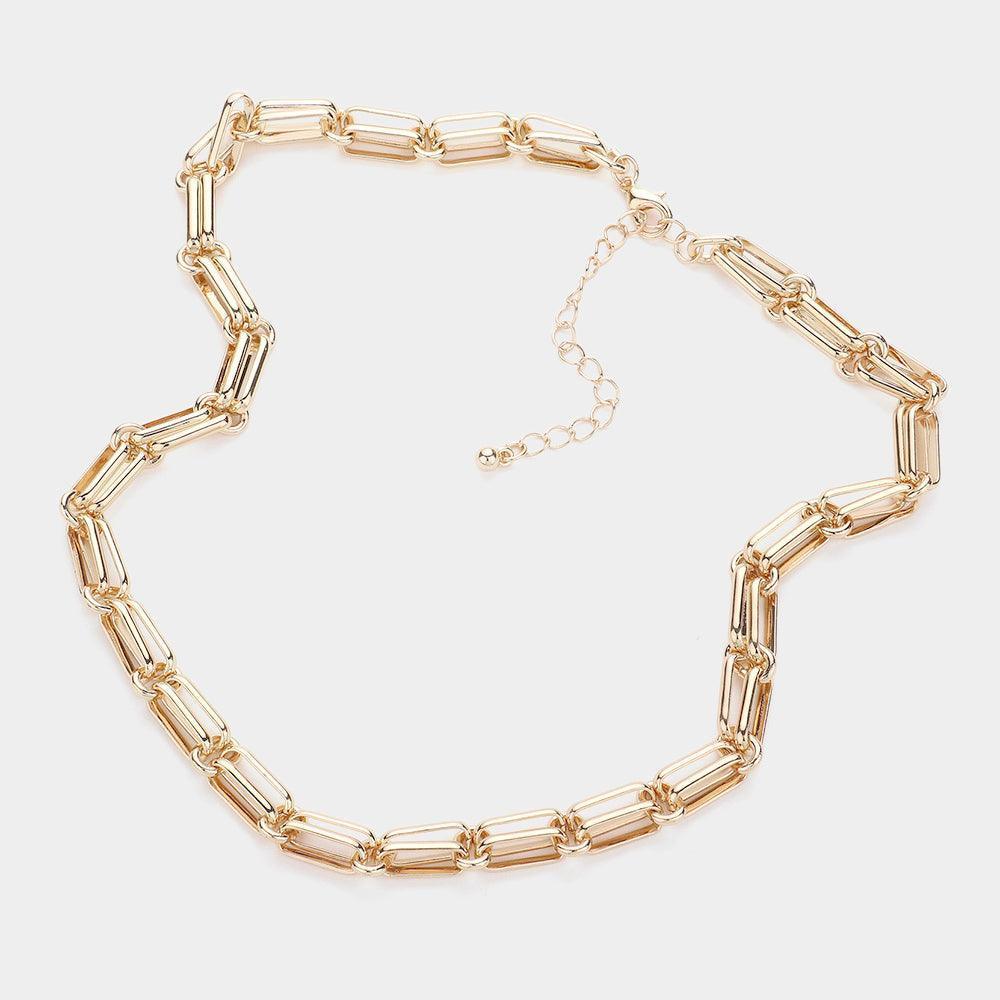 Gold Chunky Metal Paperclip Chain Necklace - Jewelry Store by Erik Rayo