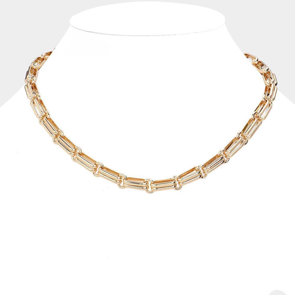 Gold Chunky Metal Paperclip Chain Necklace - Jewelry Store by Erik Rayo