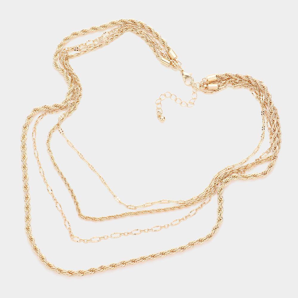 Gold Multi Layered Metal Chain Bib Necklace - Jewelry Store by Erik Rayo