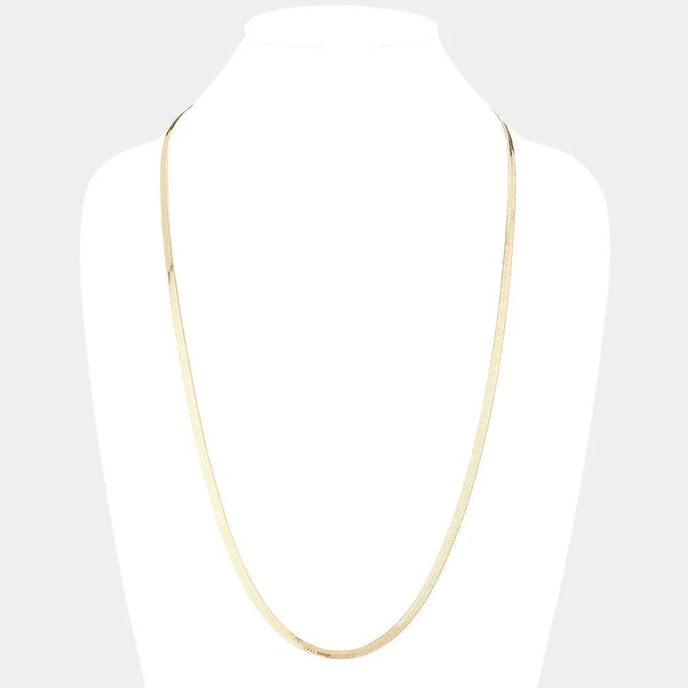 Gold Gold Plated 30 Inch 4mm Herringbone Metal Chain Necklace - Jewelry Store by Erik Rayo