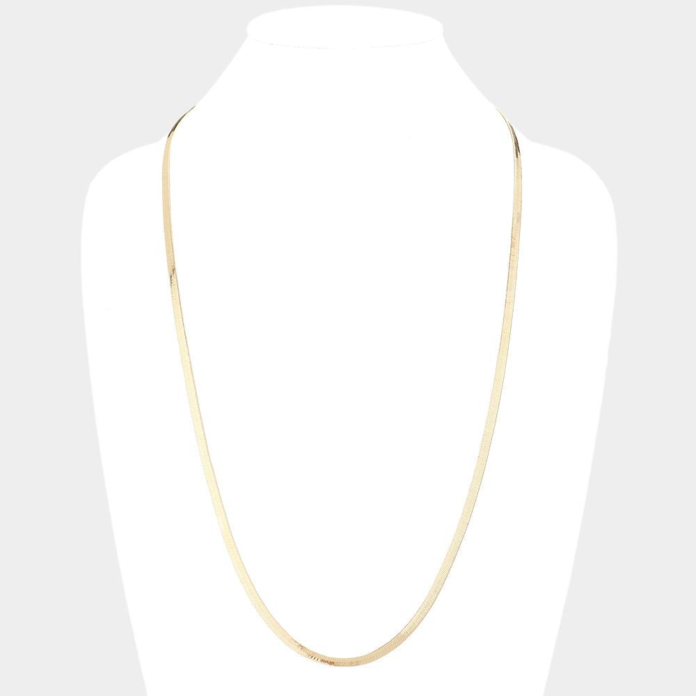 Gold Gold Plated 30 Inch 4mm Herringbone Metal Chain Necklace