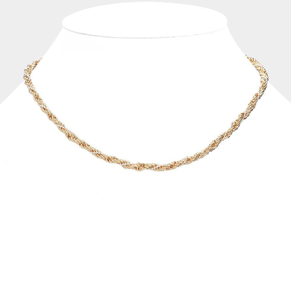 Gold Twisted Metal Chain Necklace - Jewelry Store by Erik Rayo