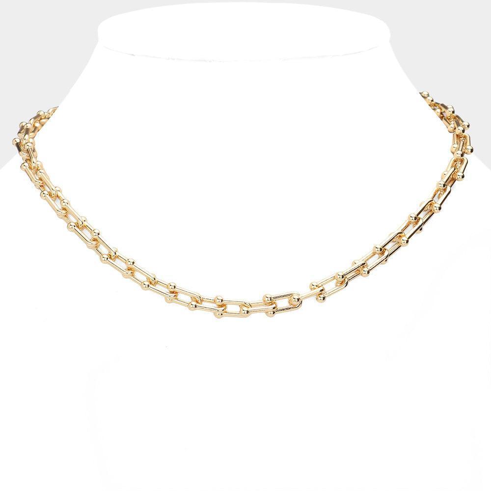 Gold U Metal Link Chain Necklace - Jewelry Store by Erik Rayo