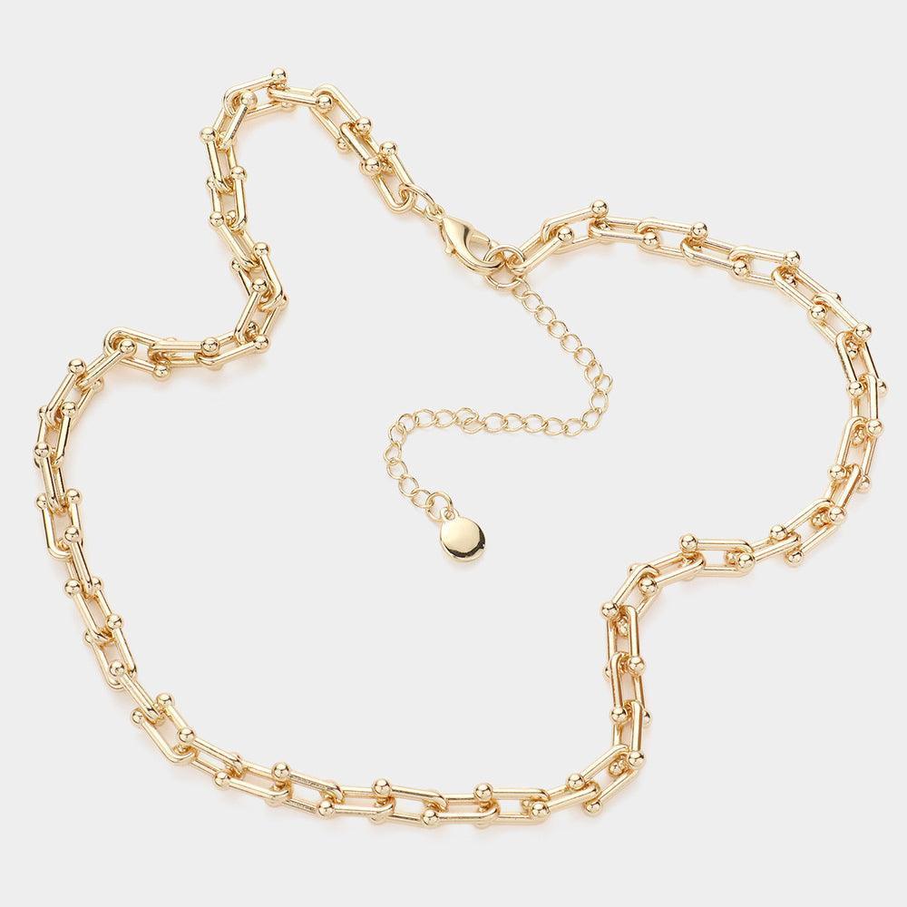 Gold U Metal Link Chain Necklace - Jewelry Store by Erik Rayo