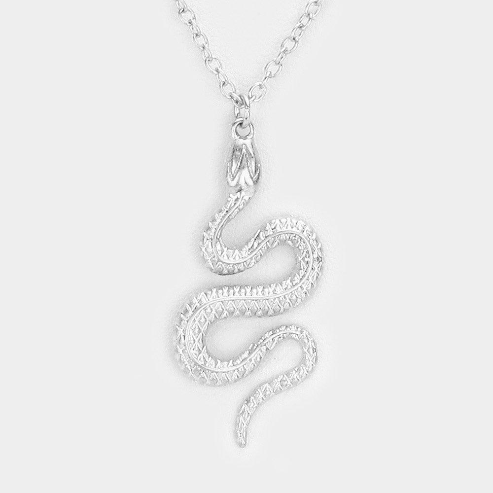 Silver Snake Metal Pendant Layered Necklace - Jewelry Store by Erik Rayo