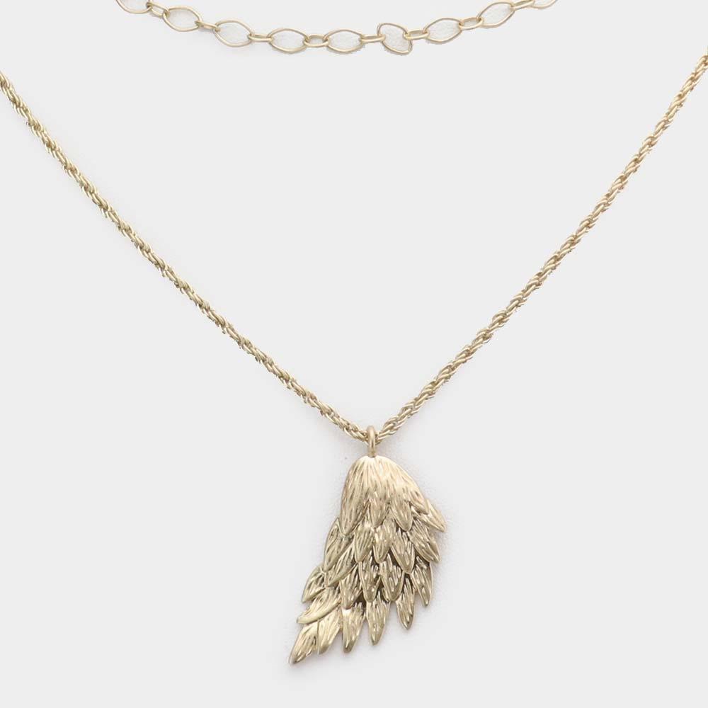 Gold Metal Angel Wing Pendant Accented Necklace - Jewelry Store by Erik Rayo