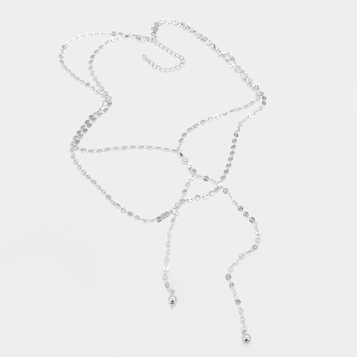 Silver Layered Metal Disc Chain Y Shaped Necklace - Jewelry Store by Erik Rayo