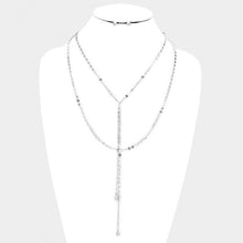 Load image into Gallery viewer, Silver Layered Metal Disc Chain Y Shaped Necklace
