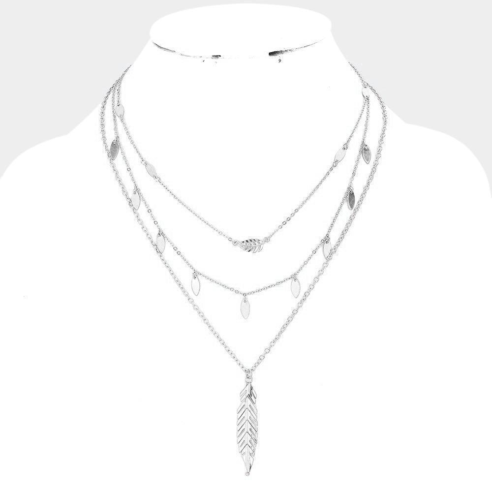 Silver 3PCS - Leaf Pendant Necklace Set - Jewelry Store by Erik Rayo