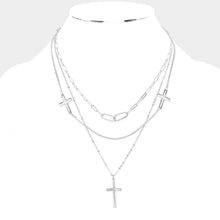 Load image into Gallery viewer, Cross Pendant Triple Layered Necklace
