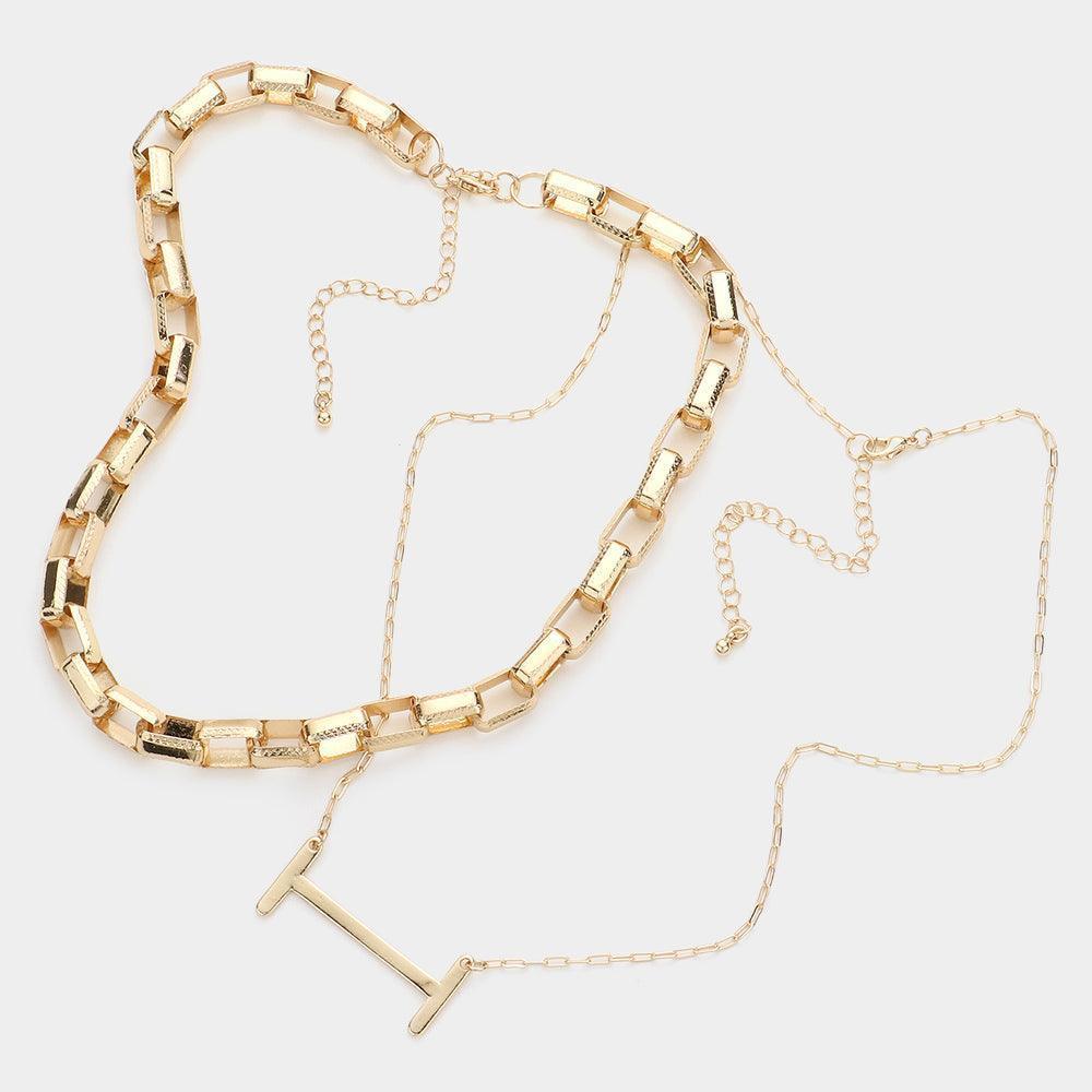 Gold 2PCS - Abstract Metal Pendant Link Necklaces - Jewelry Store by Erik Rayo