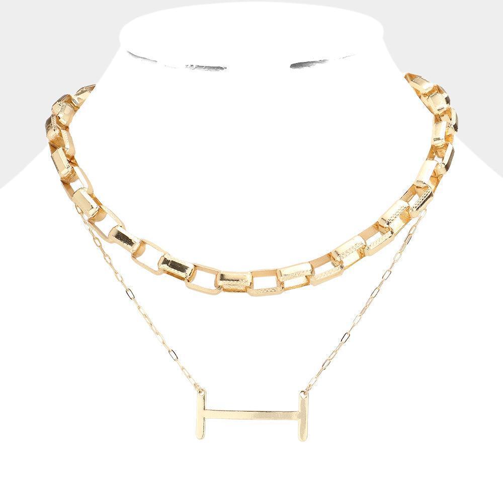 Gold 2PCS - Abstract Metal Pendant Link Necklaces - Jewelry Store by Erik Rayo