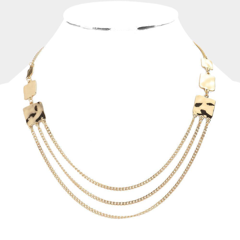 Gold Triple Chain Layered Necklace - Jewelry Store by Erik Rayo
