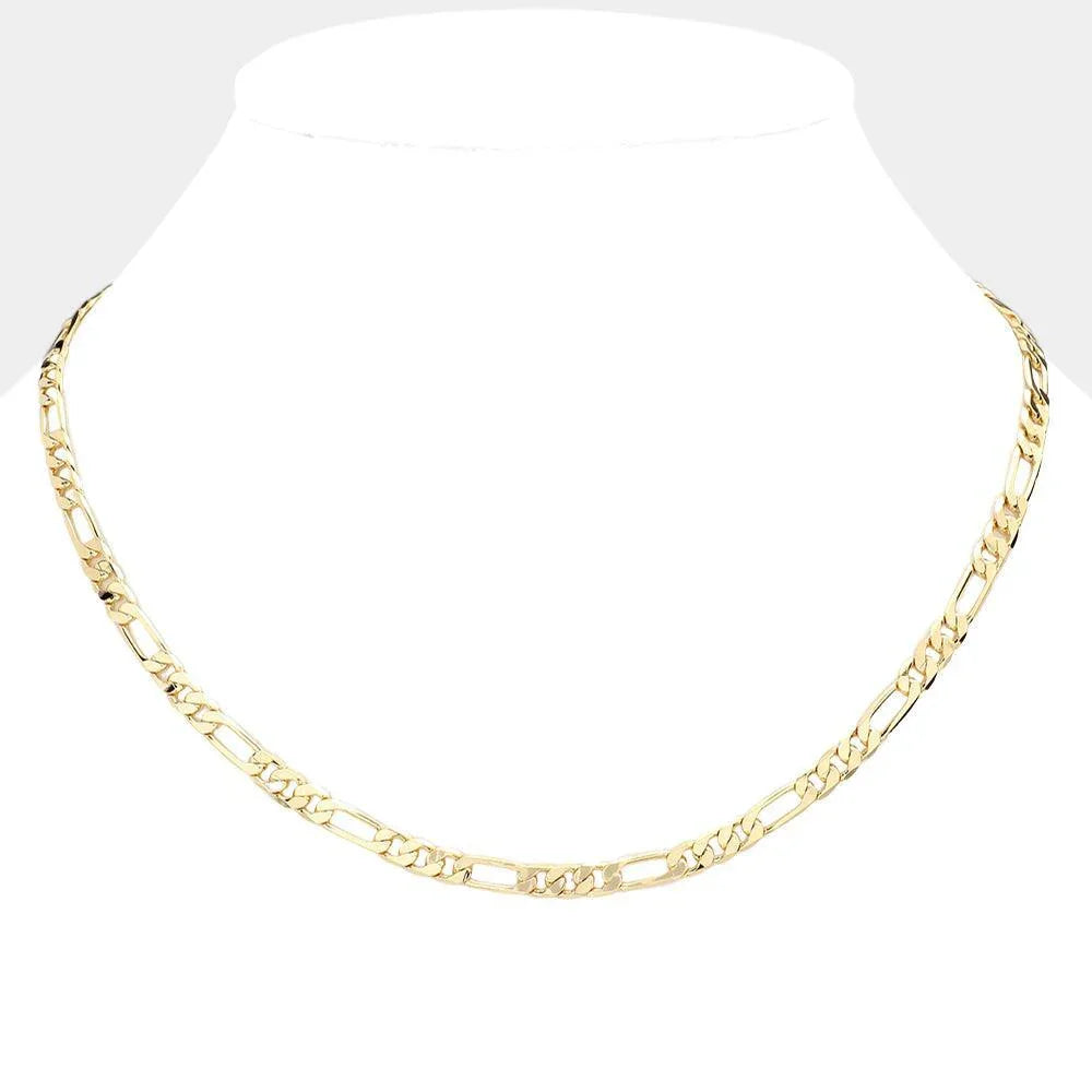 Gold Gold Plated 18 Inch 5mm Figaro Metal Chain Necklace - Jewelry Store by Erik Rayo