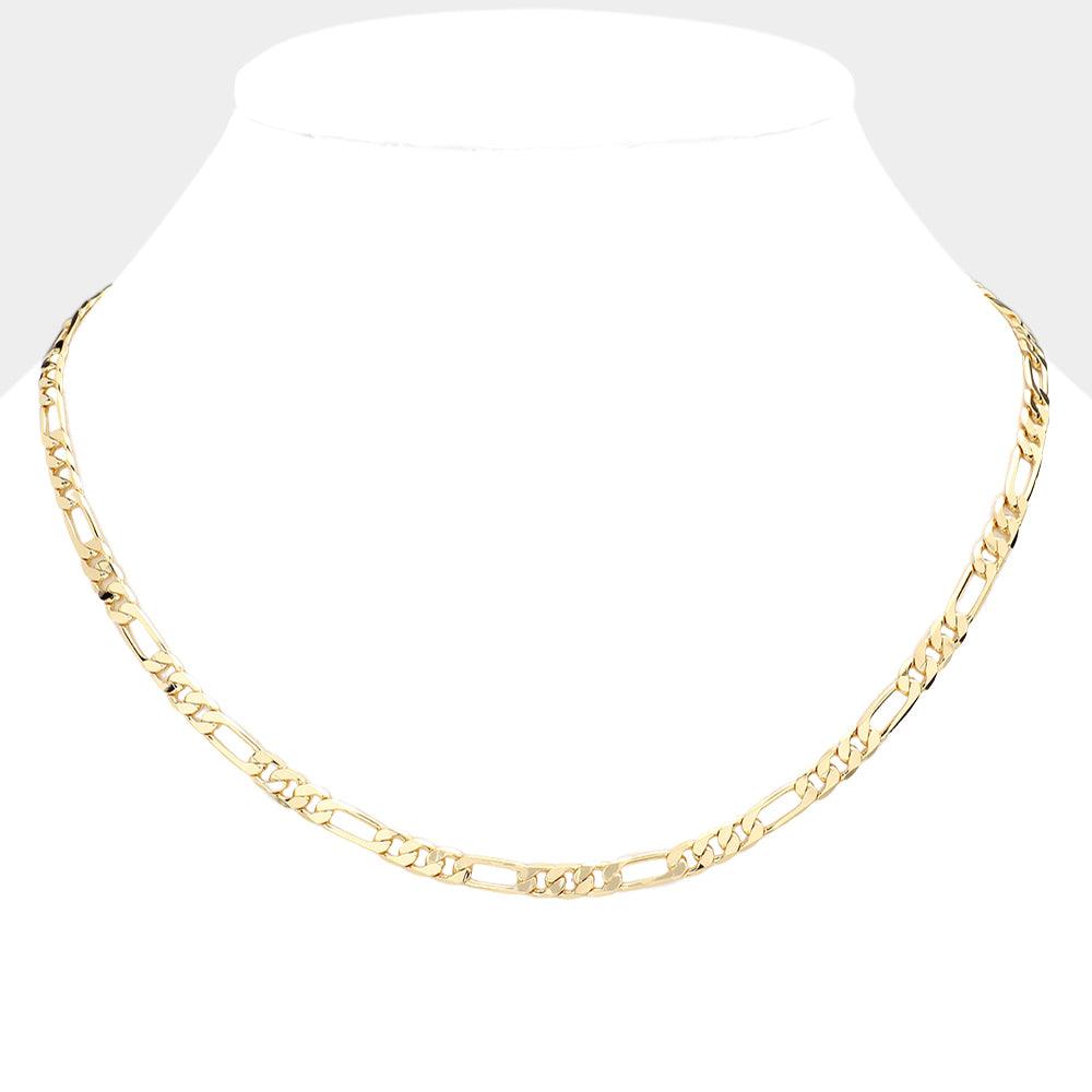 Gold Gold Plated 18 Inch 5mm Figaro Metal Chain Necklace