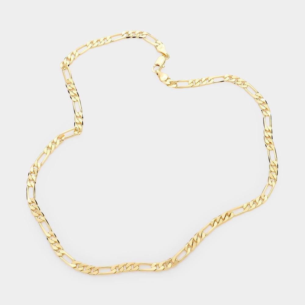 Gold Gold Plated 18 Inch 5mm Figaro Metal Chain Necklace - Jewelry Store by Erik Rayo