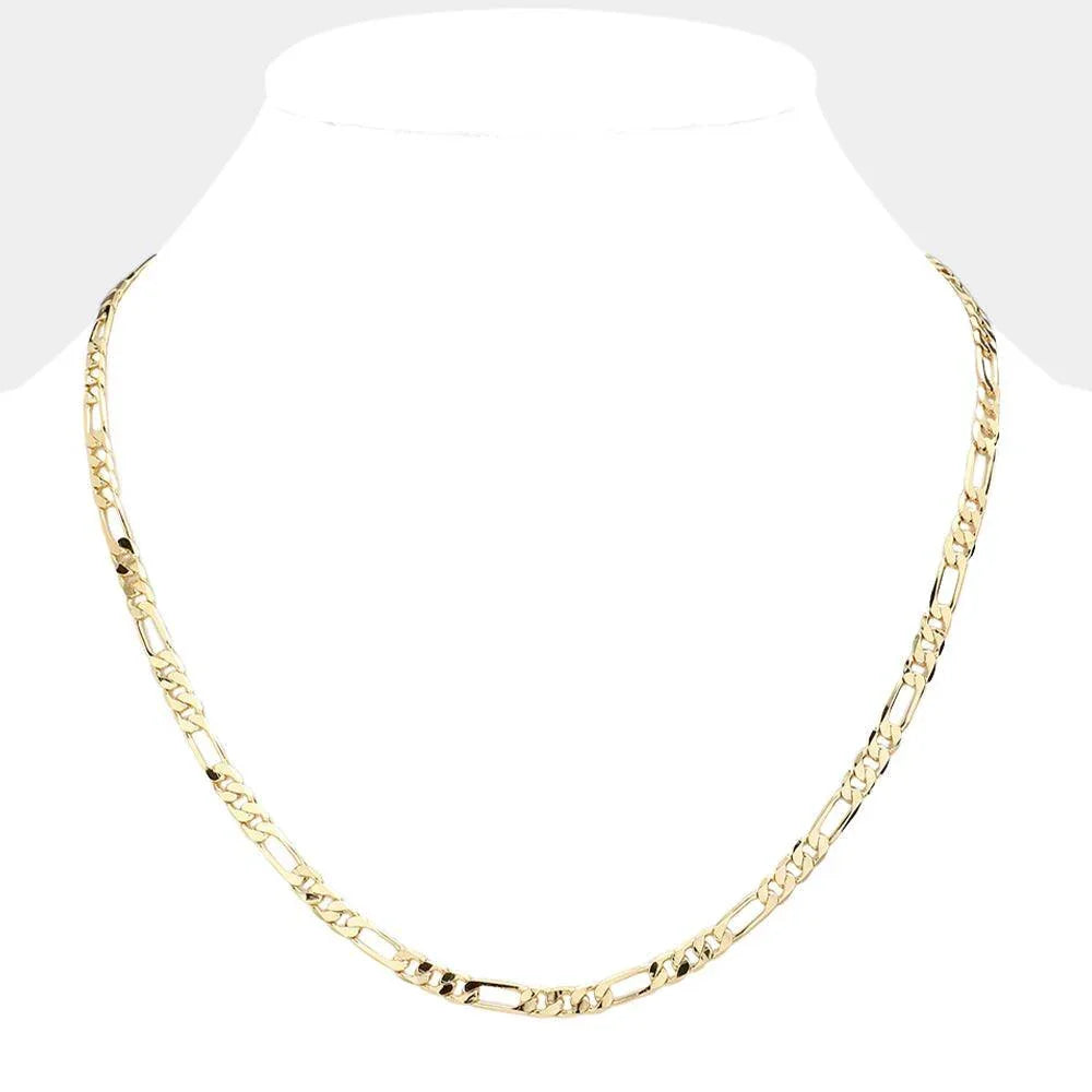 Gold Gold Plated 20 Inch 5mm Figaro Metal Chain Necklace - Jewelry Store by Erik Rayo