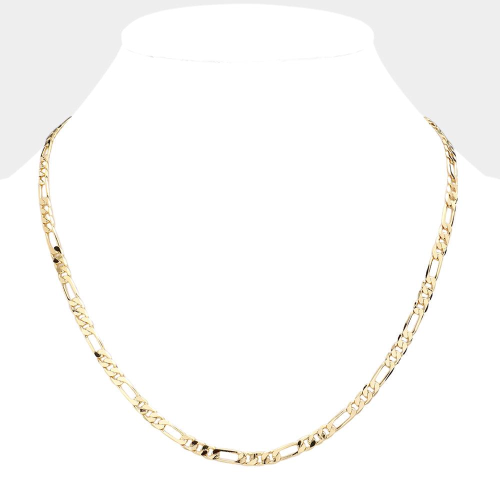 Gold Gold Plated 20 Inch 5mm Figaro Metal Chain Necklace