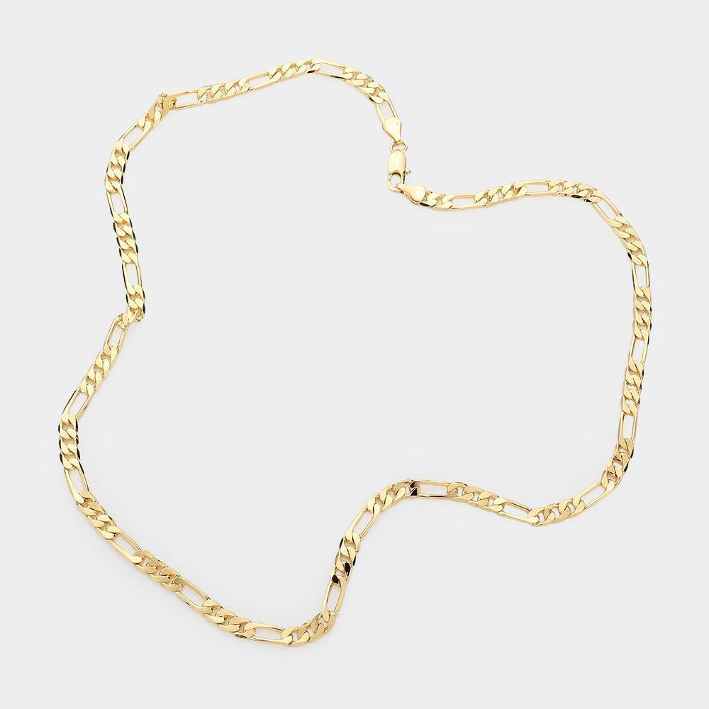 Gold Gold Plated 20 Inch 5mm Figaro Metal Chain Necklace - Jewelry Store by Erik Rayo