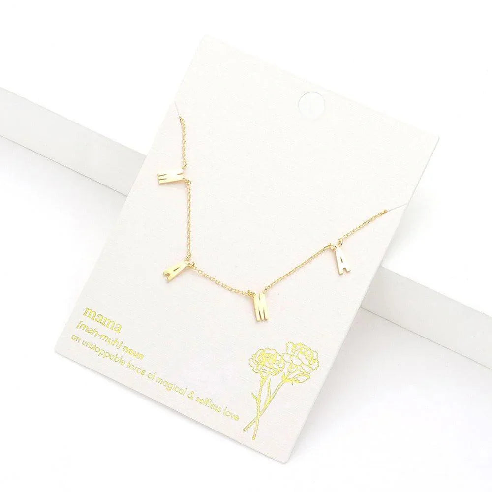 Gold MAMA Message Station Metal Necklace - Jewelry Store by Erik Rayo