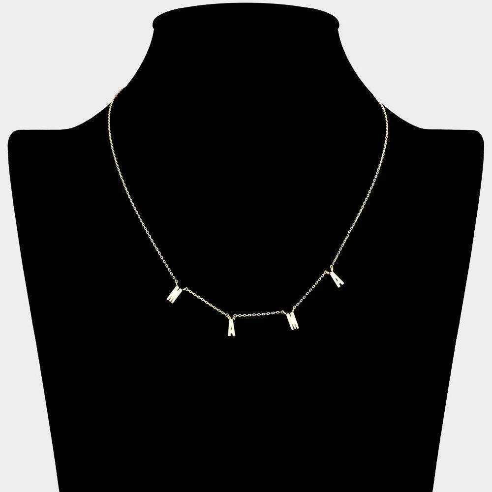 Gold MAMA Message Station Metal Necklace - Jewelry Store by Erik Rayo