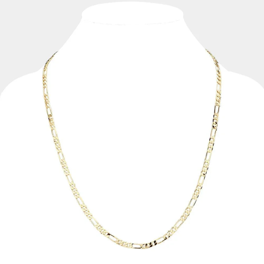 Gold Gold Plated 24 Inch 5mm Figaro Metal Chain Necklace - Jewelry Store by Erik Rayo