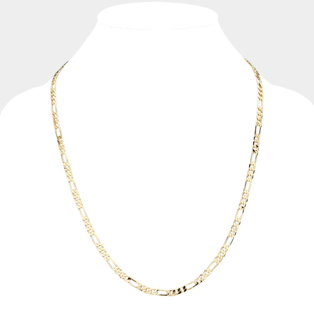 Gold Gold Plated 24 Inch 5mm Figaro Metal Chain Necklace