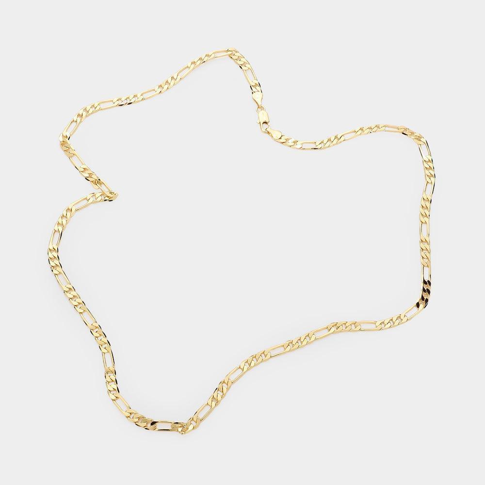Gold Gold Plated 24 Inch 5mm Figaro Metal Chain Necklace - Jewelry Store by Erik Rayo