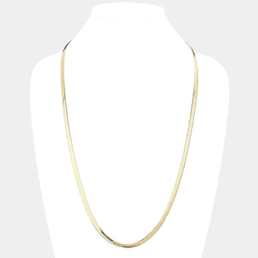 Gold Gold Plated 30 Inch 5mm Herringbone Metal Chain Necklace - Jewelry Store by Erik Rayo