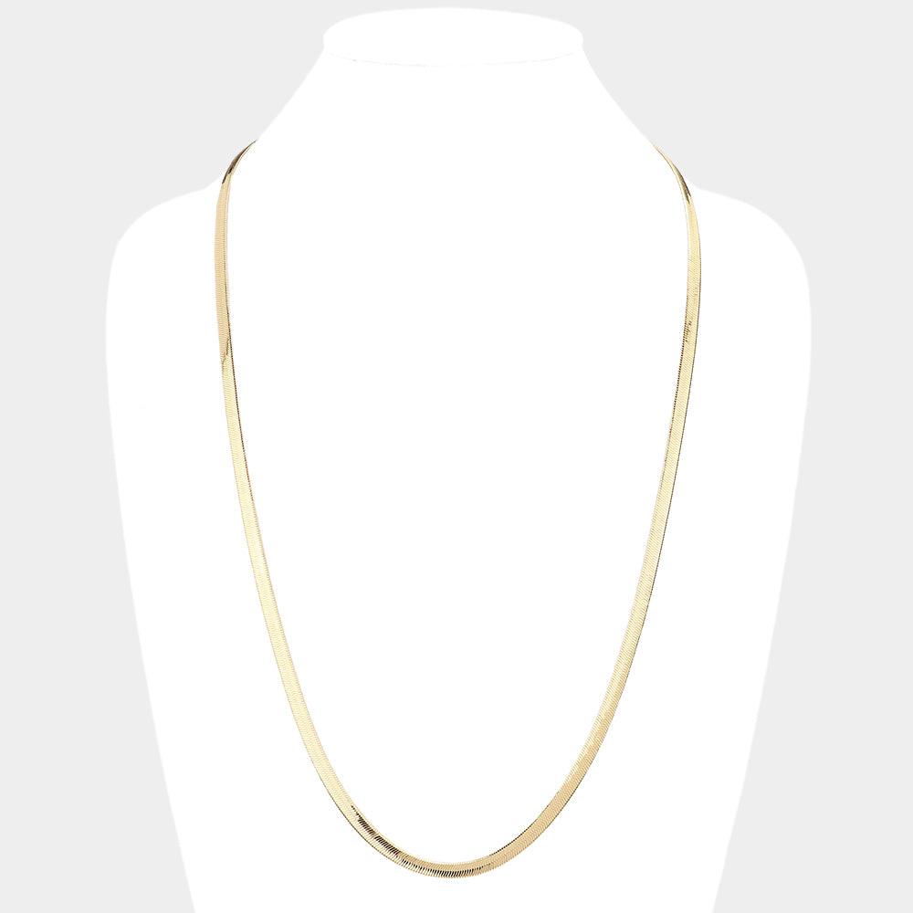 Gold Gold Plated 30 Inch 5mm Herringbone Metal Chain Necklace