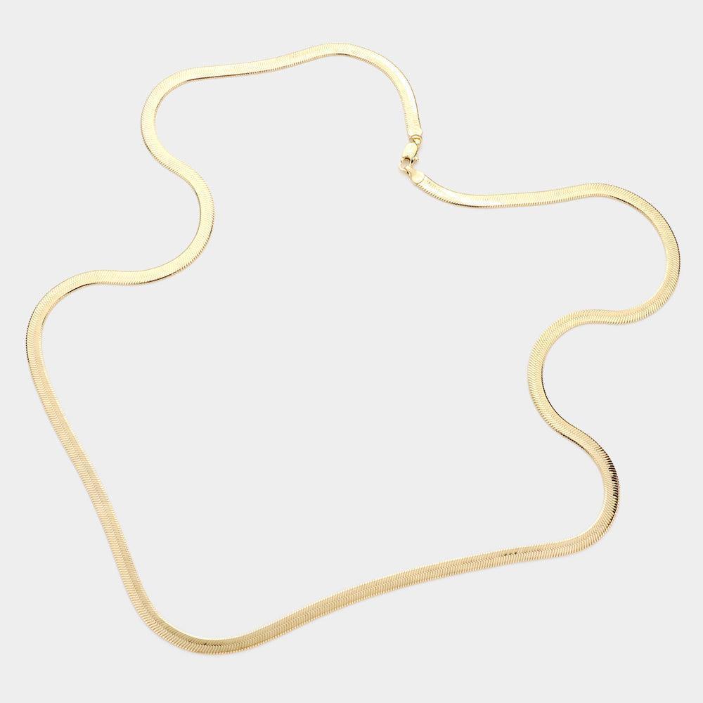 Gold Gold Plated 30 Inch 5mm Herringbone Metal Chain Necklace - Jewelry Store by Erik Rayo