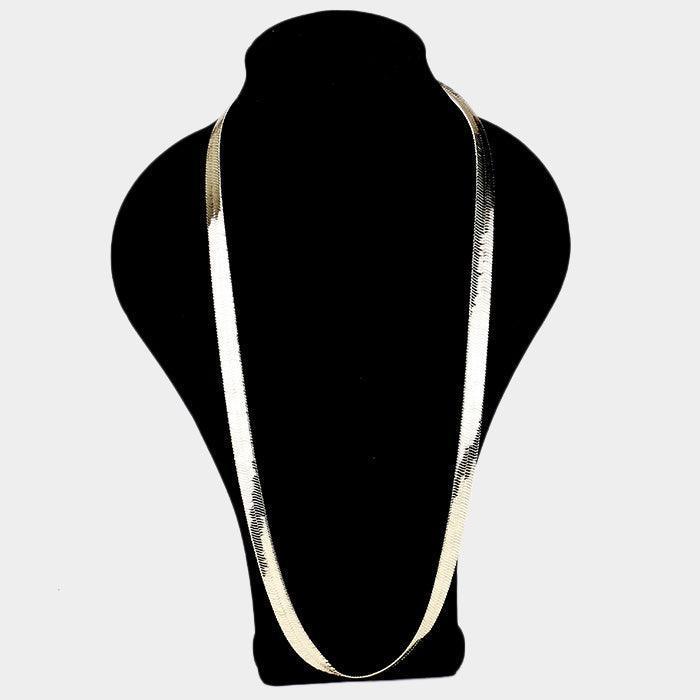 Gold 36 INCH, 11mm-Gold Plated Superflex Herringbone Chain Necklace - Jewelry Store by Erik Rayo