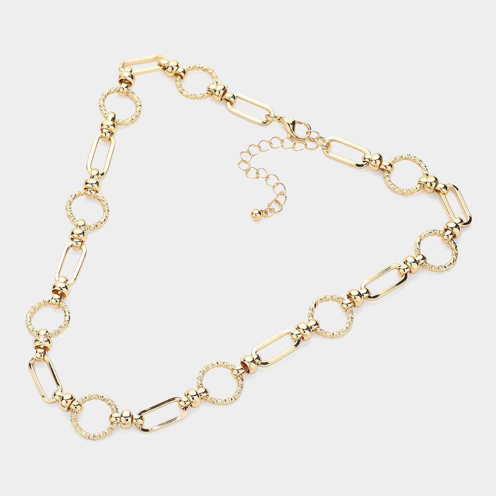 Gold Textured Metal Link Necklace - Jewelry Store by Erik Rayo