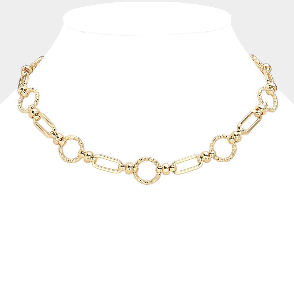 Gold Textured Metal Link Necklace - Jewelry Store by Erik Rayo