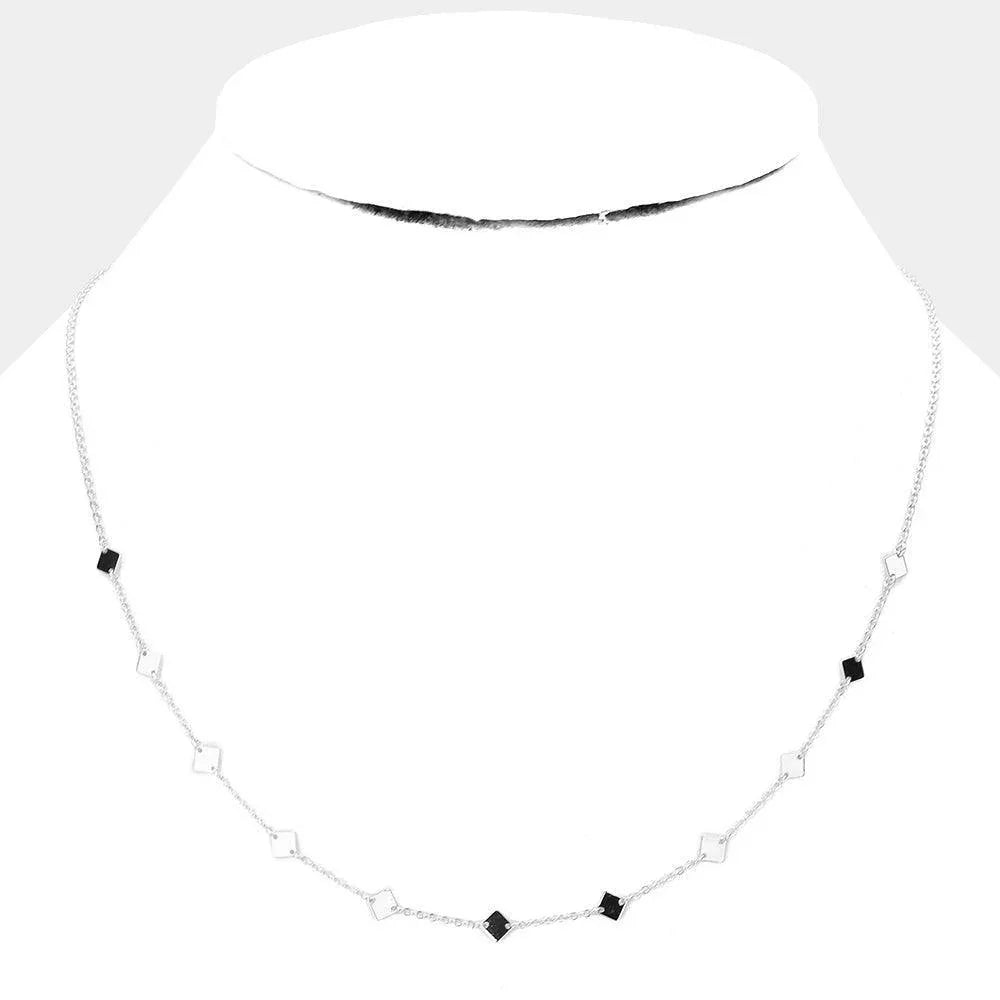 Gold White Gold Dipped Metal Rhombus Necklace - Jewelry Store by Erik Rayo