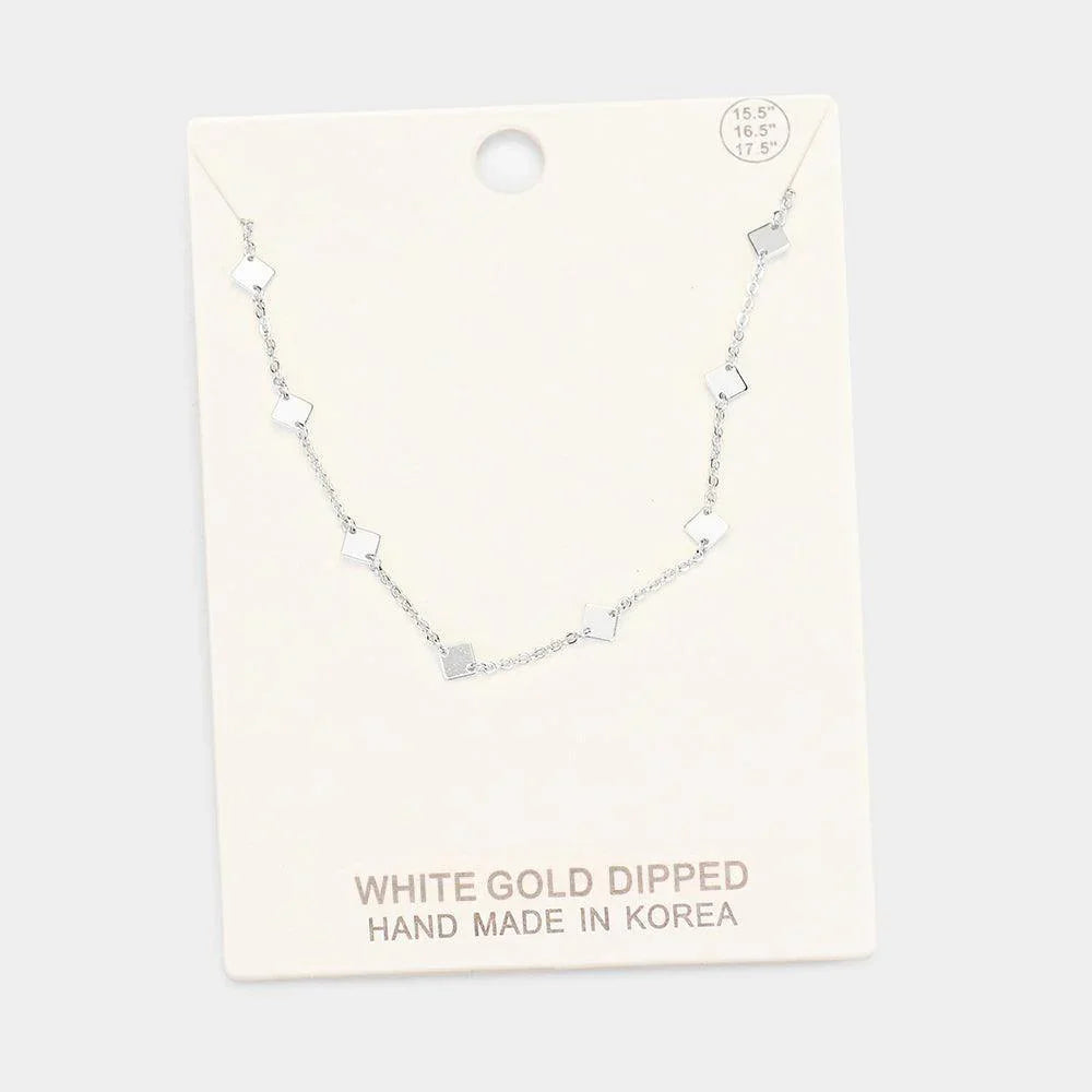Gold White Gold Dipped Metal Rhombus Necklace - Jewelry Store by Erik Rayo