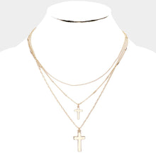 Load image into Gallery viewer, Gold Metal Cross Pendant Layered Necklace
