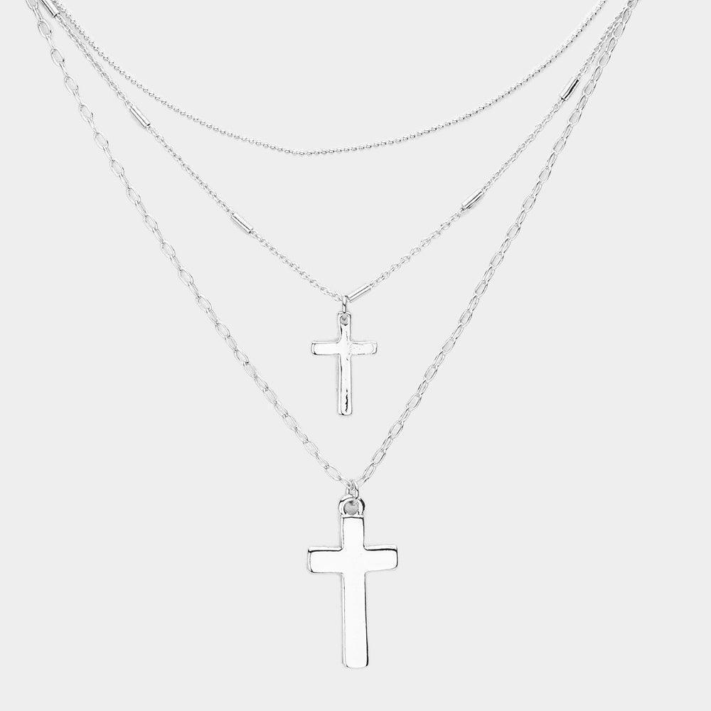 Metal Cross Pendant Layered Necklace - Jewelry Store by Erik Rayo